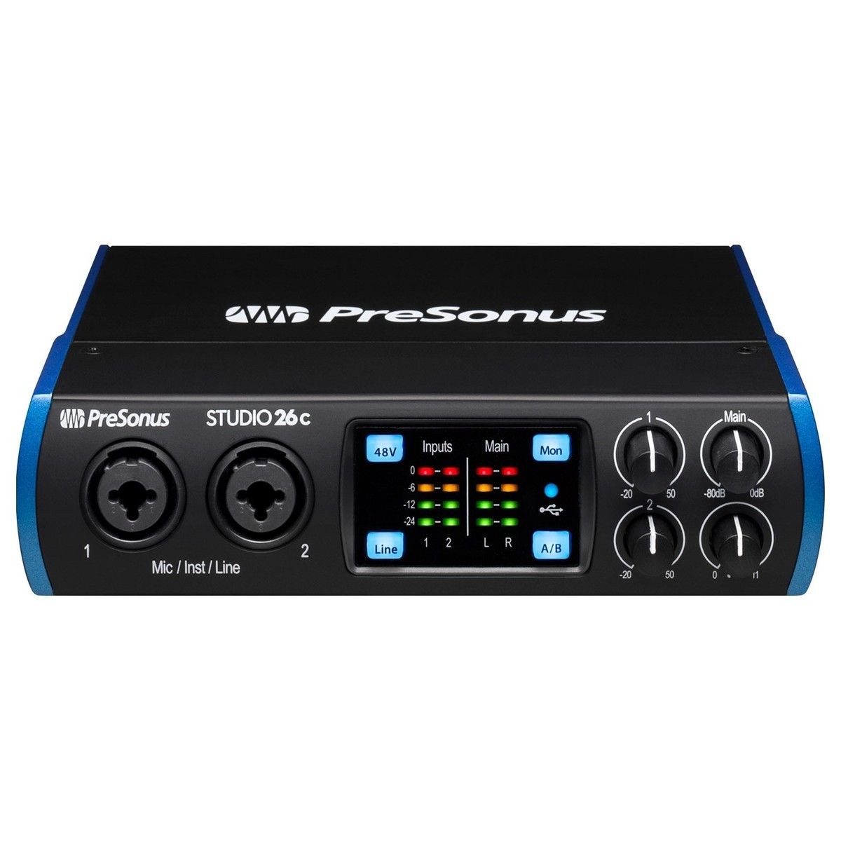 PreSonus Studio 26C - Powerful Recording Suite, USB Connectivity | 24-bit, Mic/Line/Instrument Inputs, Cue Mix Function